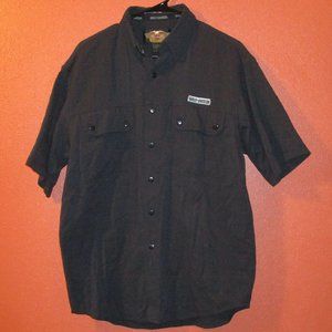 Harley Davidson Men Medium Black White Short Sleeve Dealership Button Down Shirt